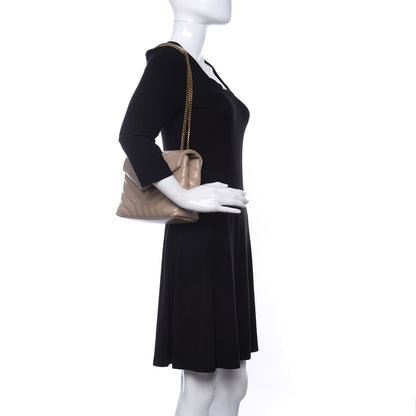 Saint Laurent Calfskin Y Quilted Monogram Small Loulou Chain Satchel Dark Beige 2 of 10