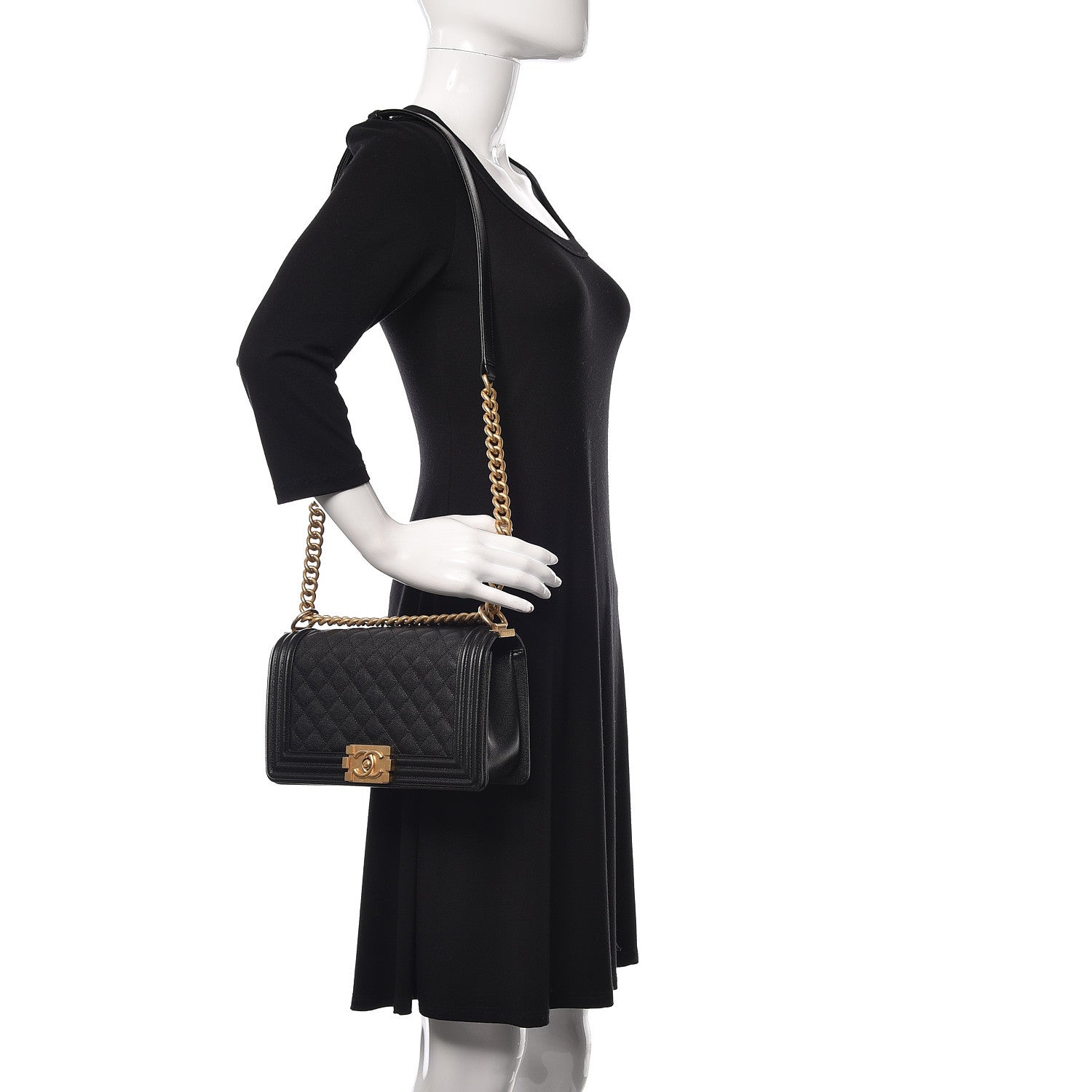 Chanel Caviar Quilted Medium Boy Flap Black 2 of 11