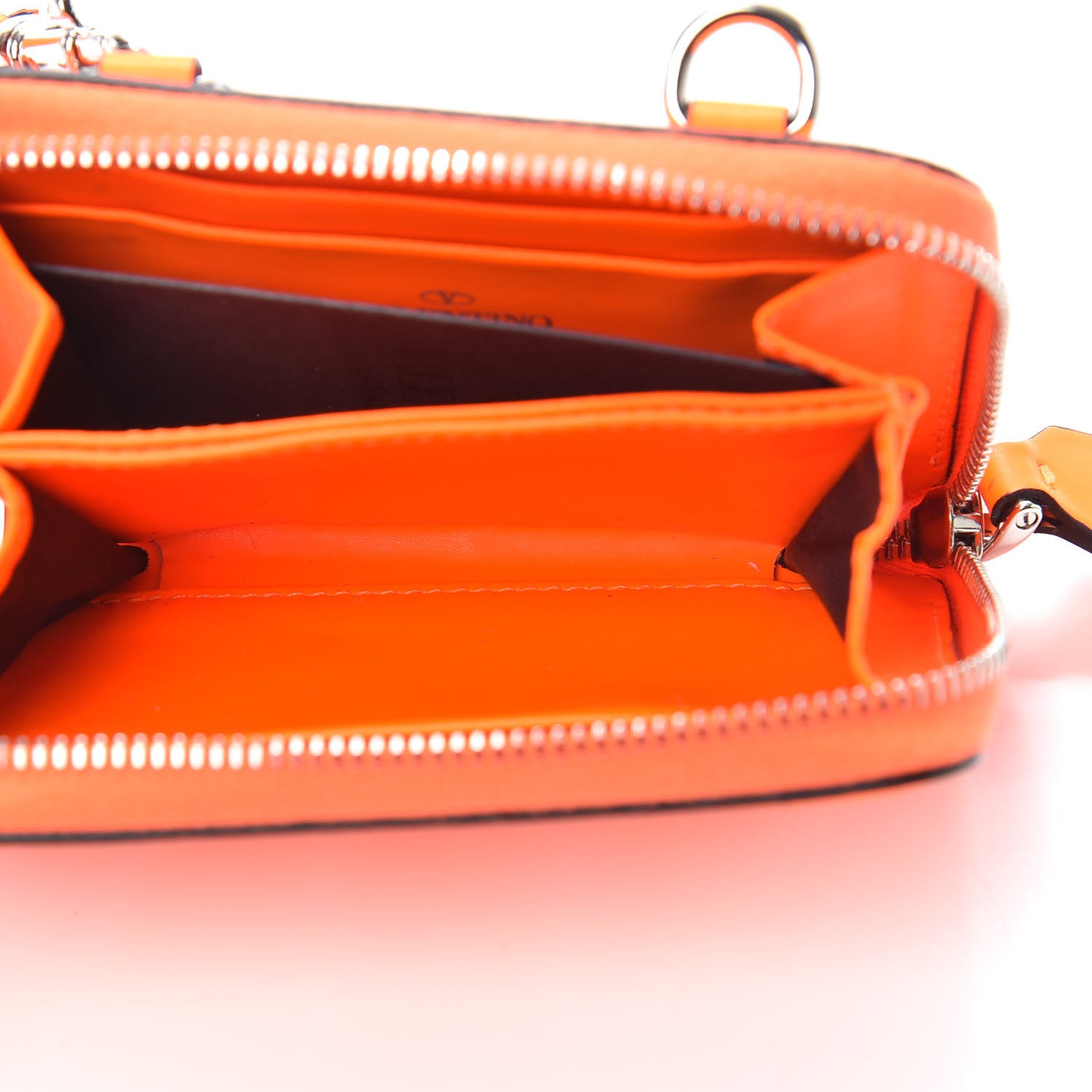 Valentino Garavani Vitello VLTN Neck Strap Wallet Arancio 5 of 8