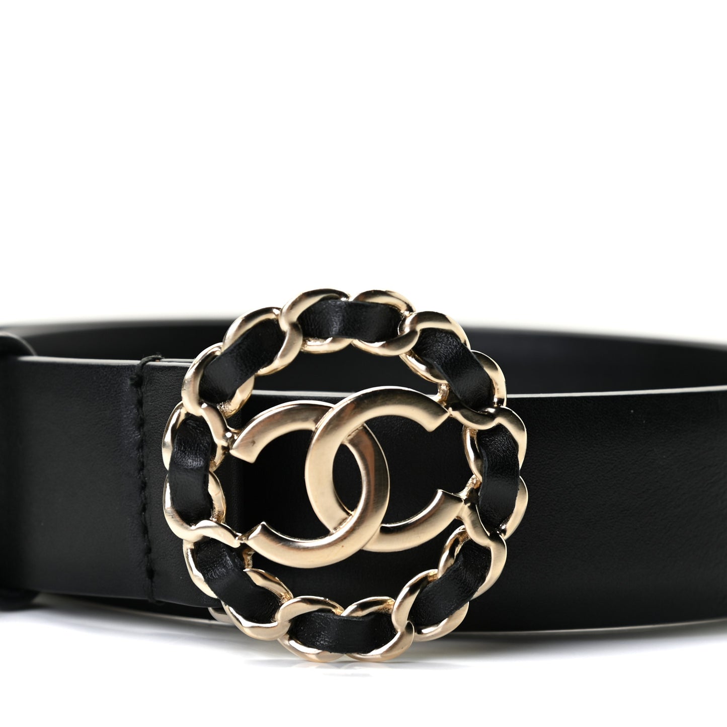 Calfskin CC Chain Belt 70 28 Black