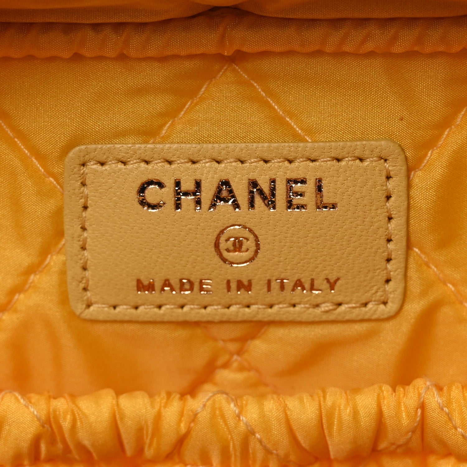 Chanel Lambskin Quilted Curvy Pouch Cosmetic Case Yellow 6 of 9