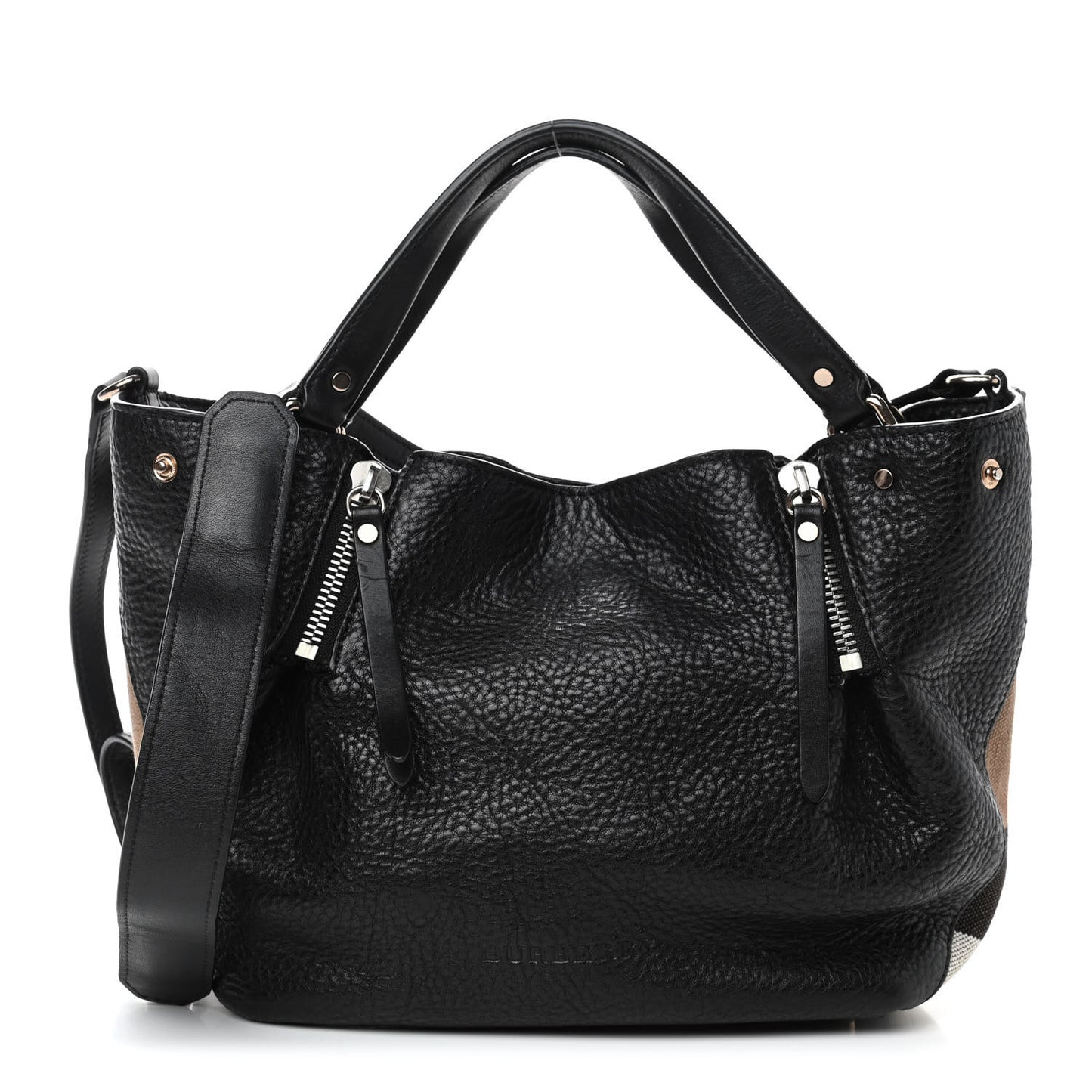 Grainy Calfskin House Check Small Maidstone Black
