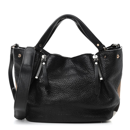 Burberry Grainy Calfskin House Check Small Maidstone Black 1 of 4