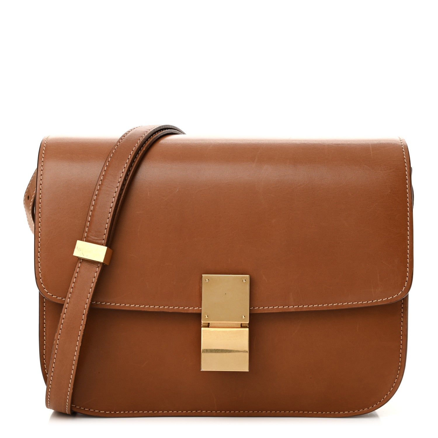 Celine Smooth Calfskin Medium Classic Box Flap Bag Camel 1 of 16