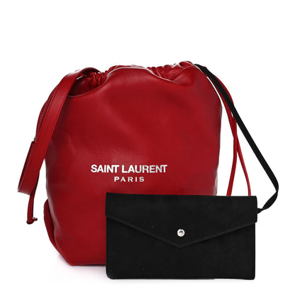 Saint Laurent Lambskin Teddy Drawstring Bag Eros Red 1 of 16