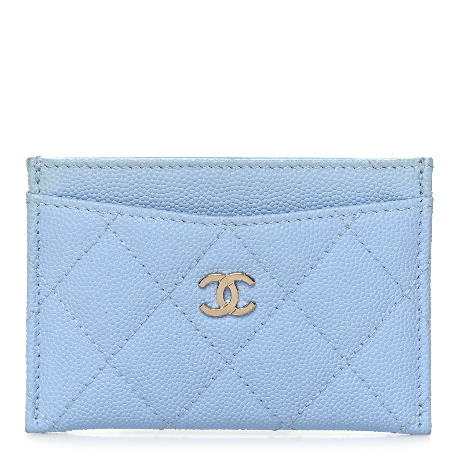 Chanel Caviar Quilted Card Holder Light Blue 1 of 9