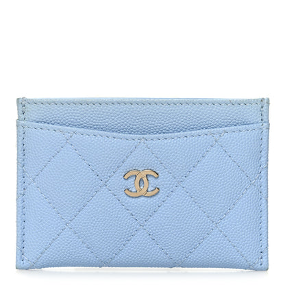 Chanel Caviar Quilted Card Holder Light Blue 1 of 9