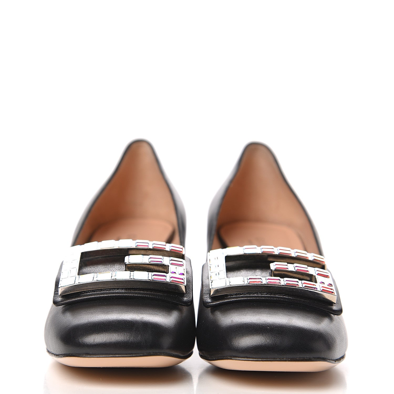 Gucci Malaga Kid Crystal Square G Madelyn Mid Heel Loafer Pumps 36 Black 2 of 10