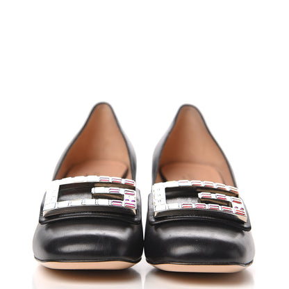 Gucci Malaga Kid Crystal Square G Madelyn Mid Heel Loafer Pumps 36 Black 2 of 10
