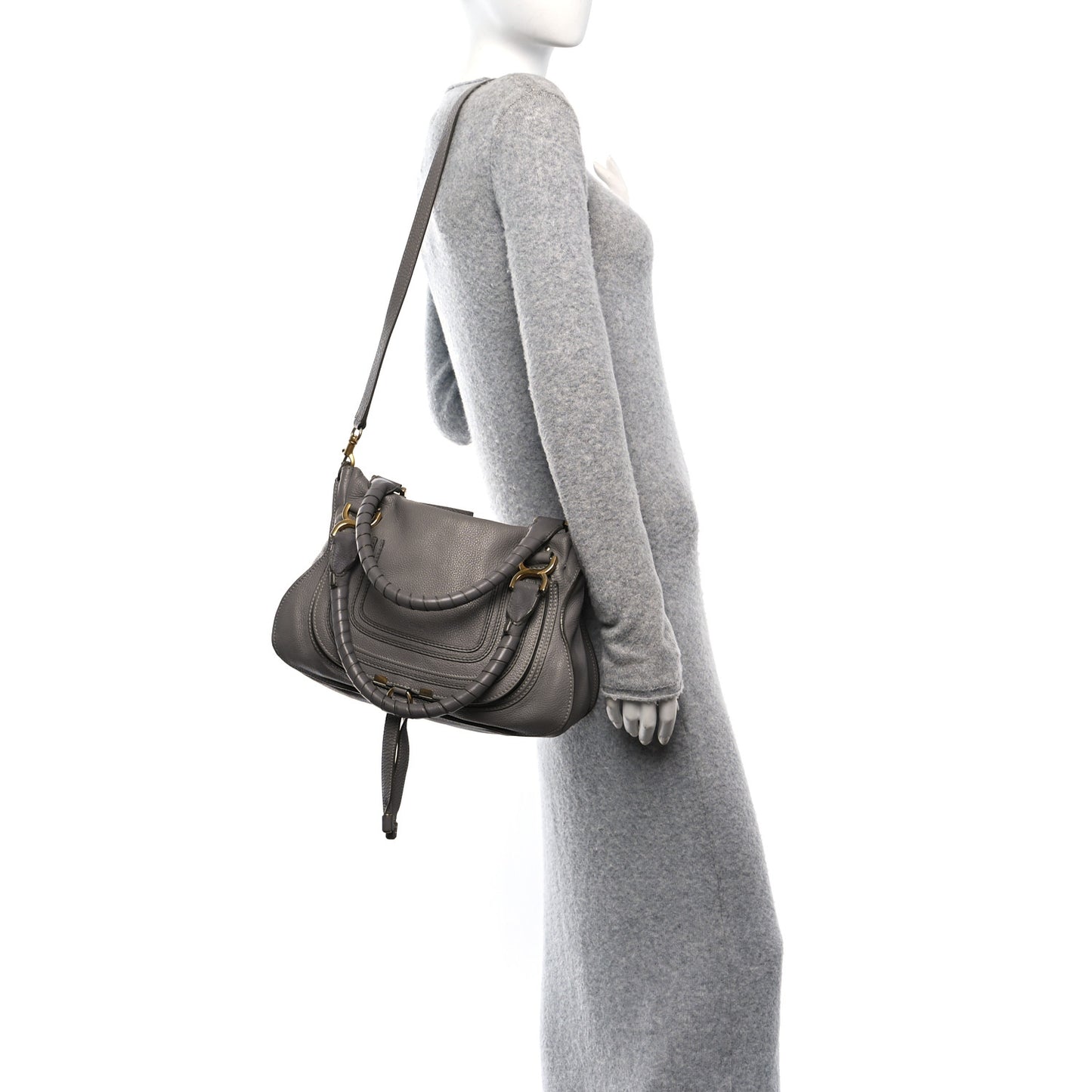 Calfskin Medium Marcie Satchel Cashmere Grey