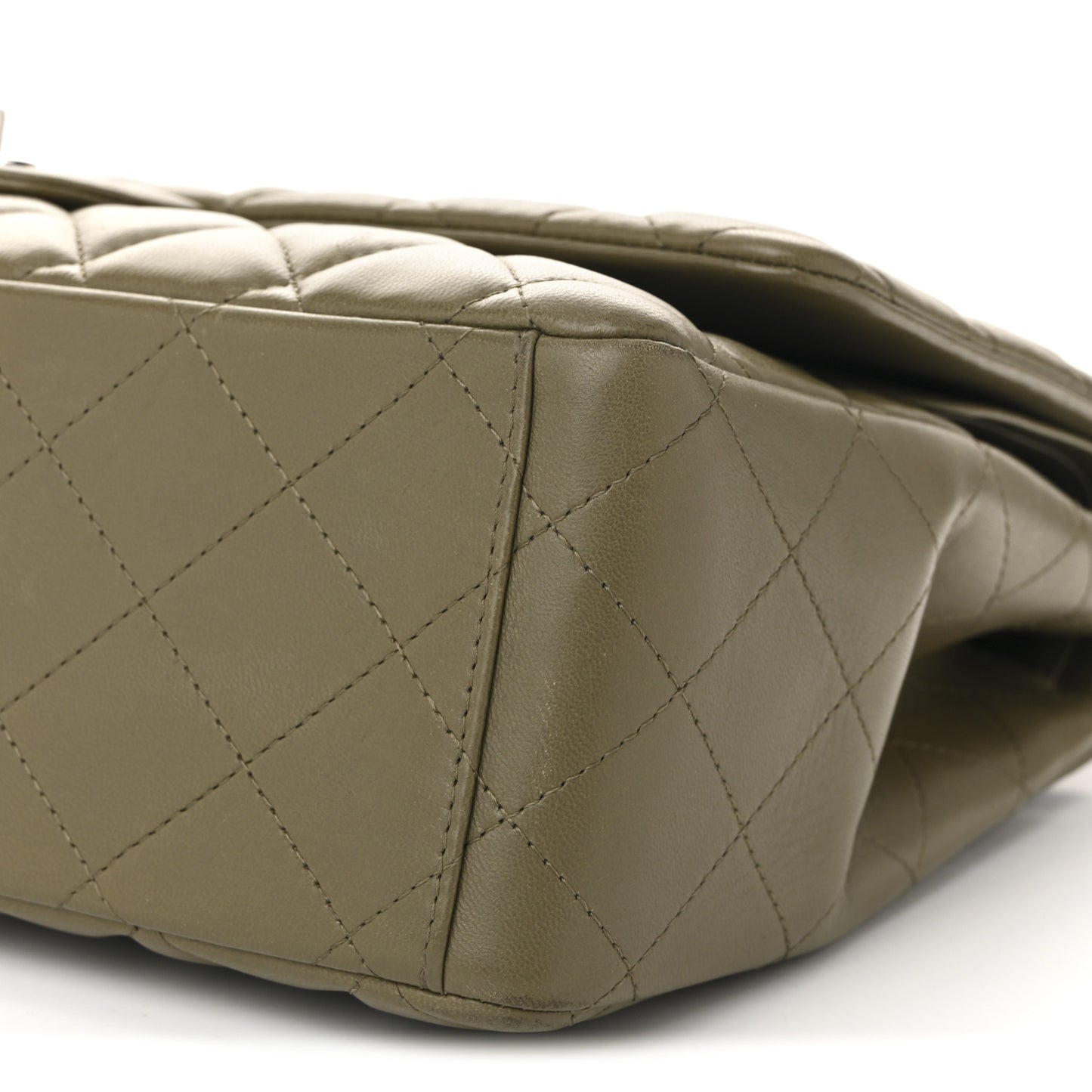 Lambskin Quilted Maxi Double Flap Green
