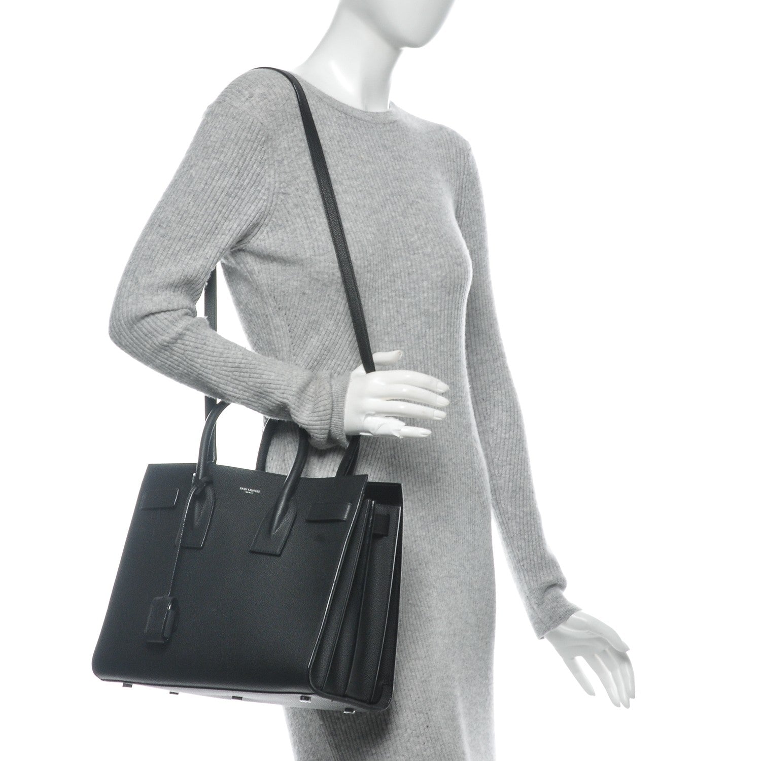 Saint Laurent Grained Calfskin Small Sac De Jour Black 2 of 7
