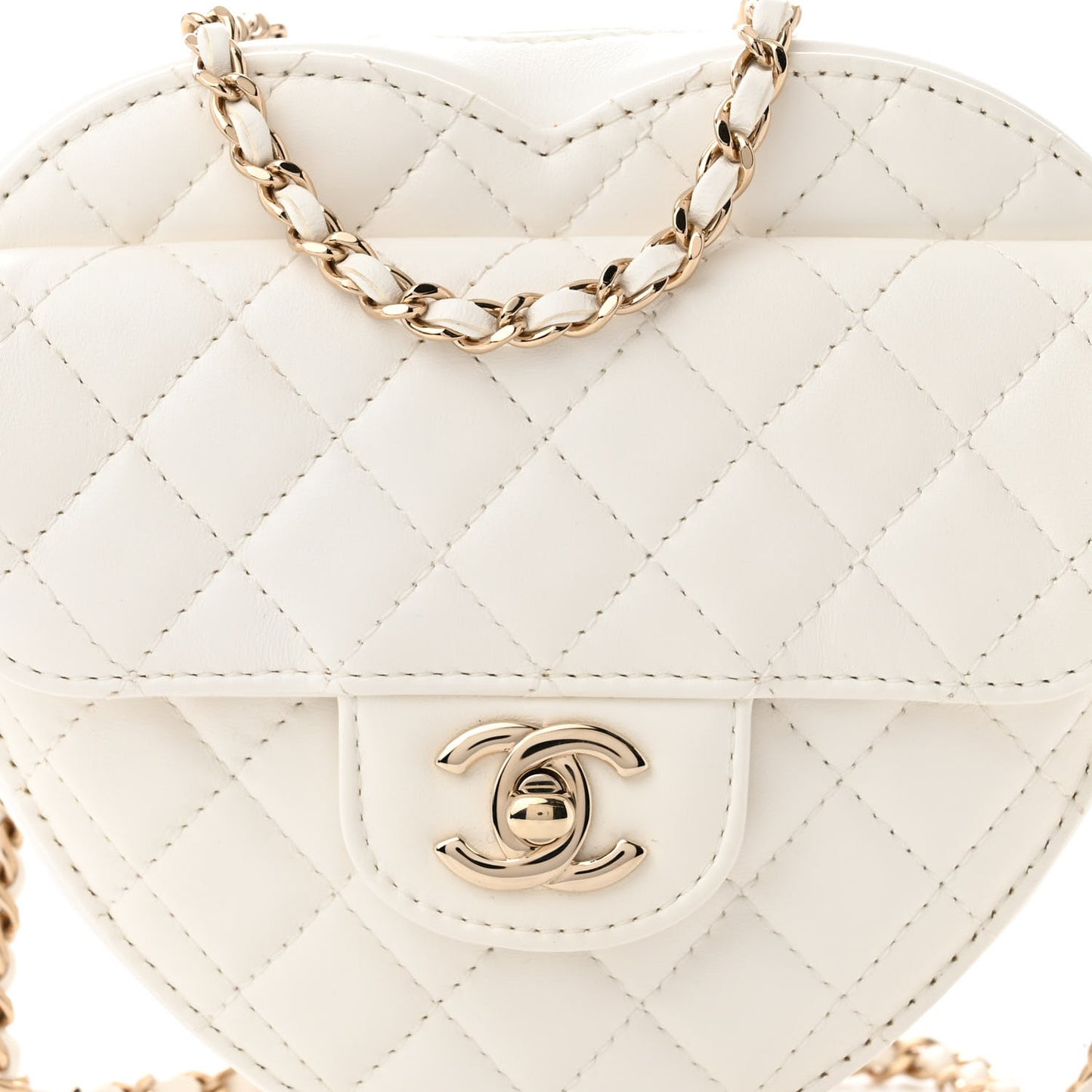 Lambskin Quilted CC In Love Heart Bag White