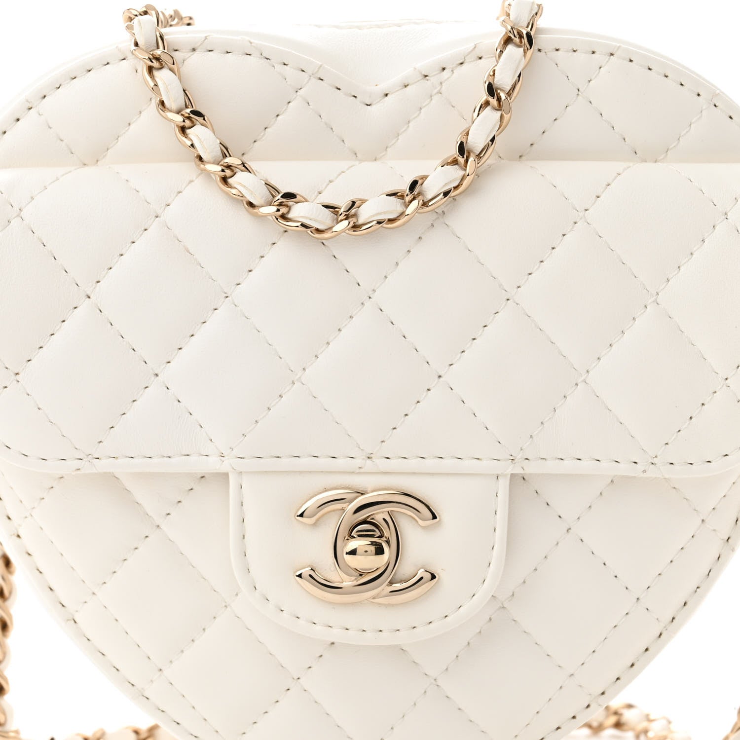Chanel Lambskin Quilted CC In Love Heart Bag White 8 of 12