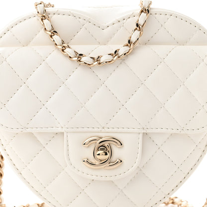 Chanel Lambskin Quilted CC In Love Heart Bag White 8 of 12