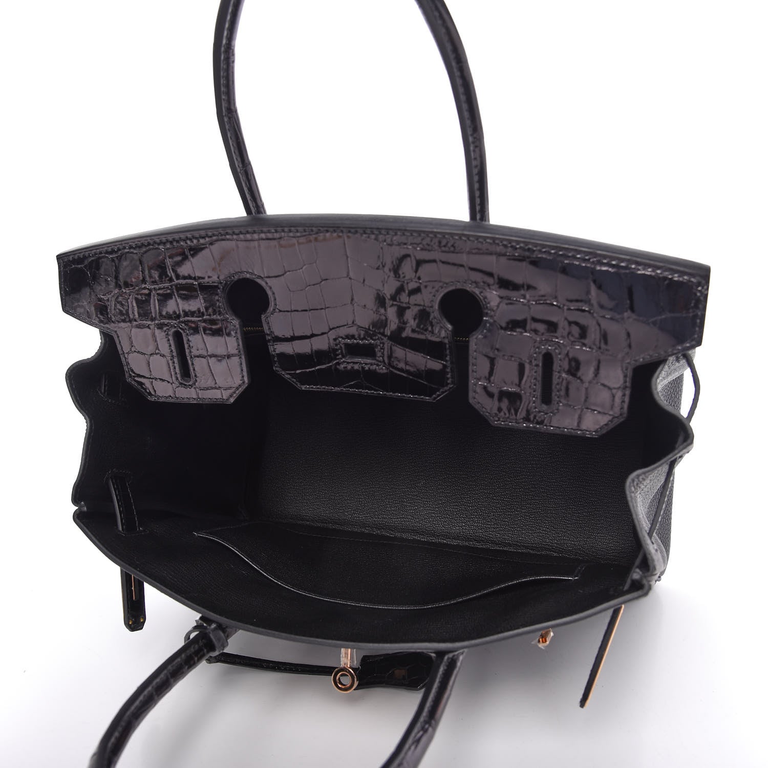 Hermes Taurillon Novillo Shiny Niloticus Crocodile Birkin Touch 30 Black 15 of 32