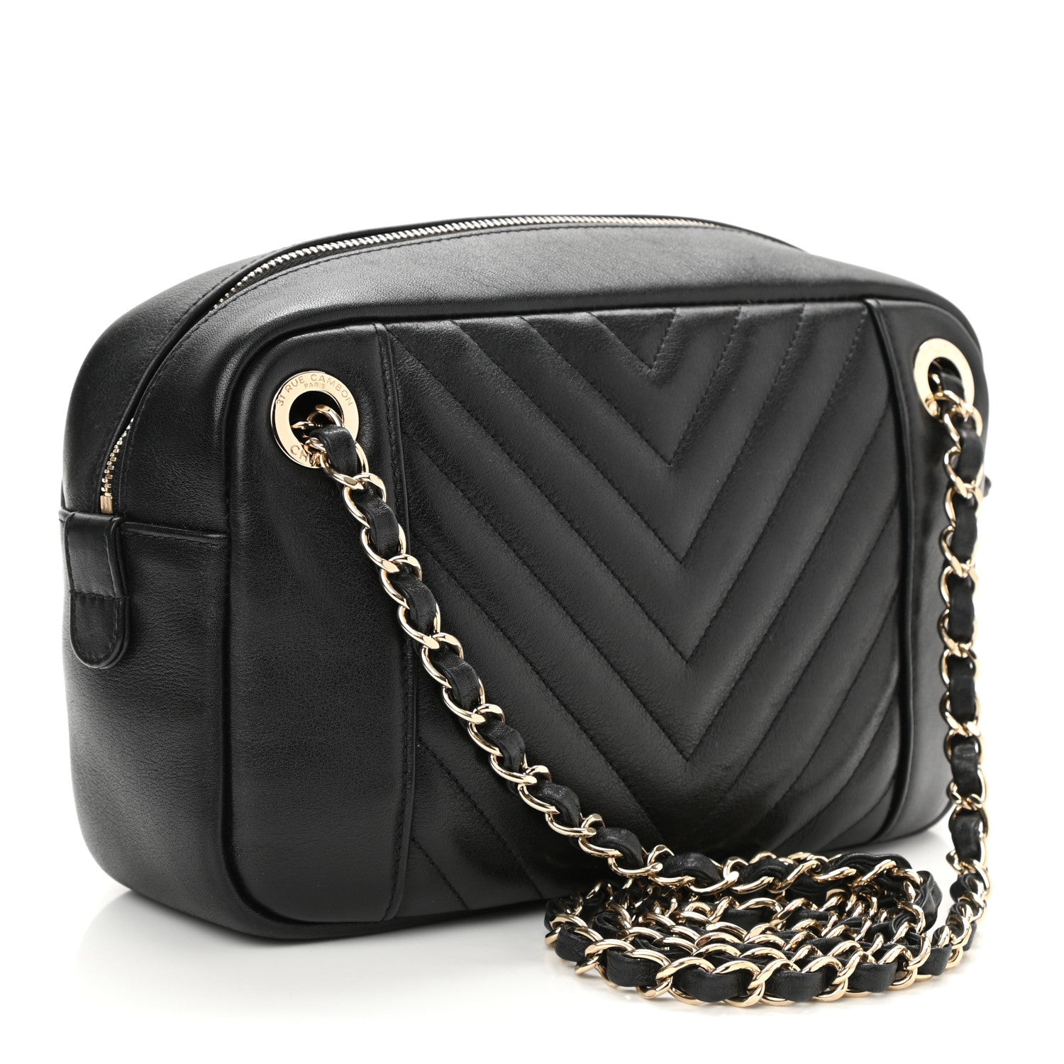 Chanel Calfskin Quilted Daily Chevron Camera Case Black 3 of 11