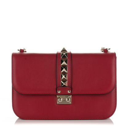 Valentino Garavani Vitello Medium Glam Lock Rockstud Flap Red 1 of 7