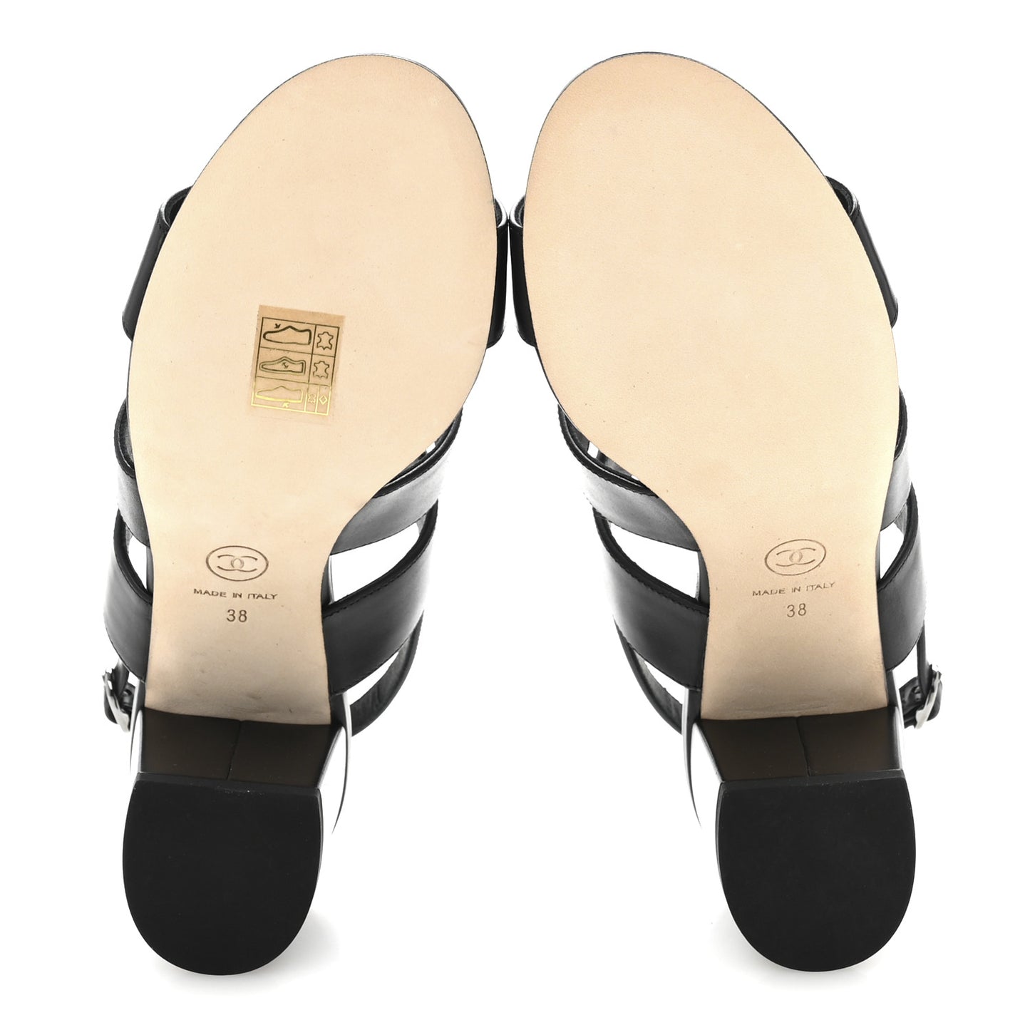 Calfskin CC Turnlock Sandals 38 Black