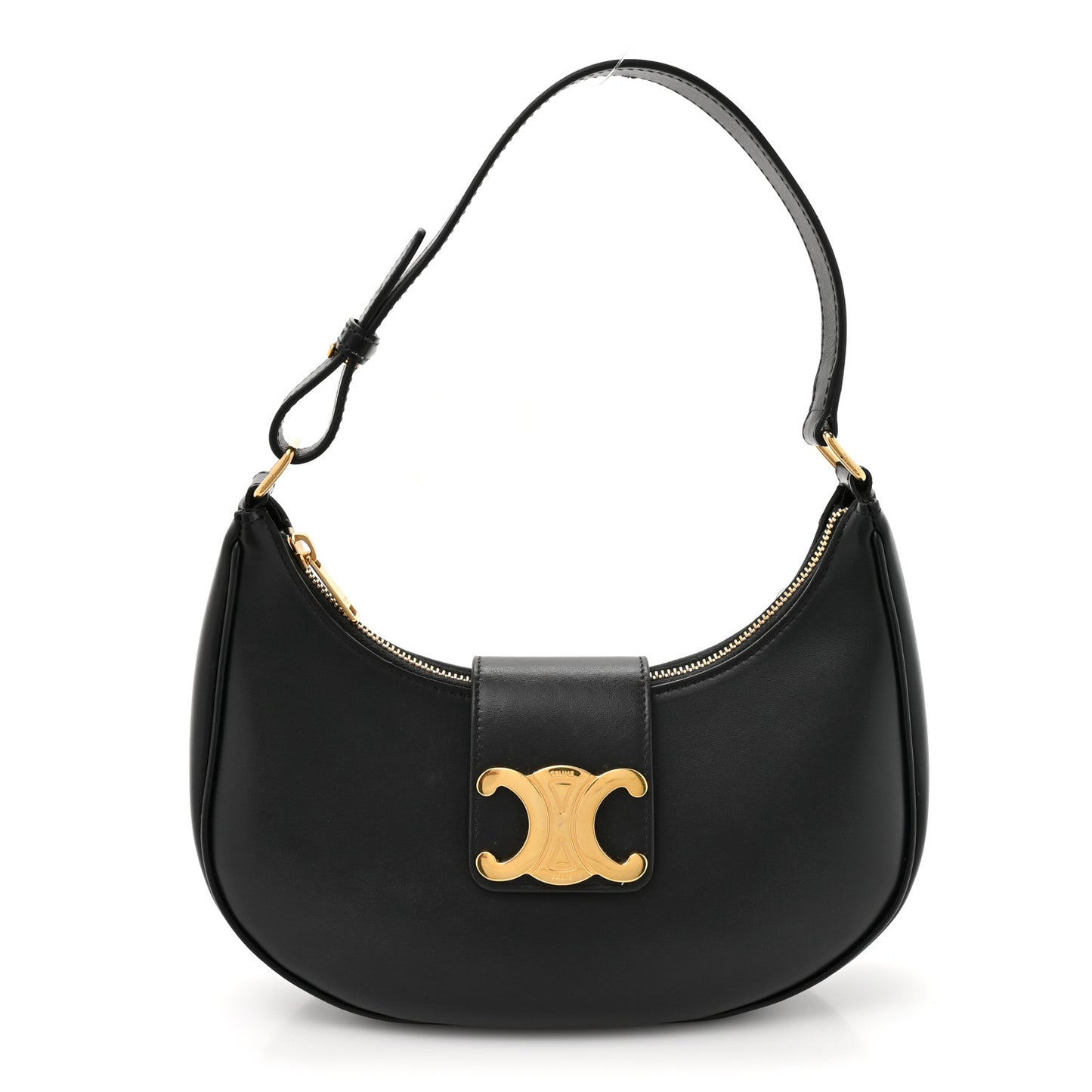 Smooth Calfskin Medium Strap Ava Triomphe Shoulder Bag Black