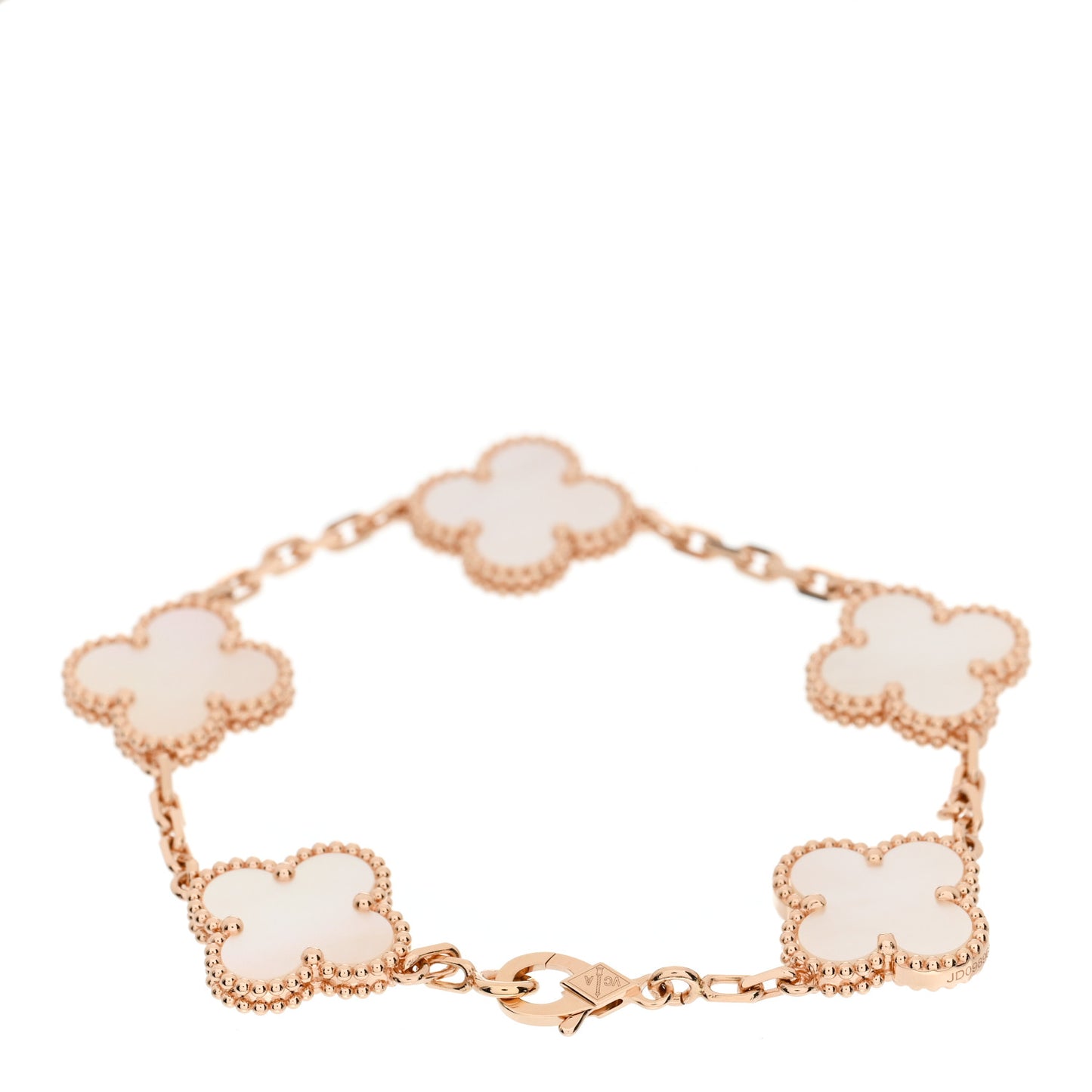 18K Rose Gold Mother of Pearl 5 Motifs Vintage Alhambra Bracelet