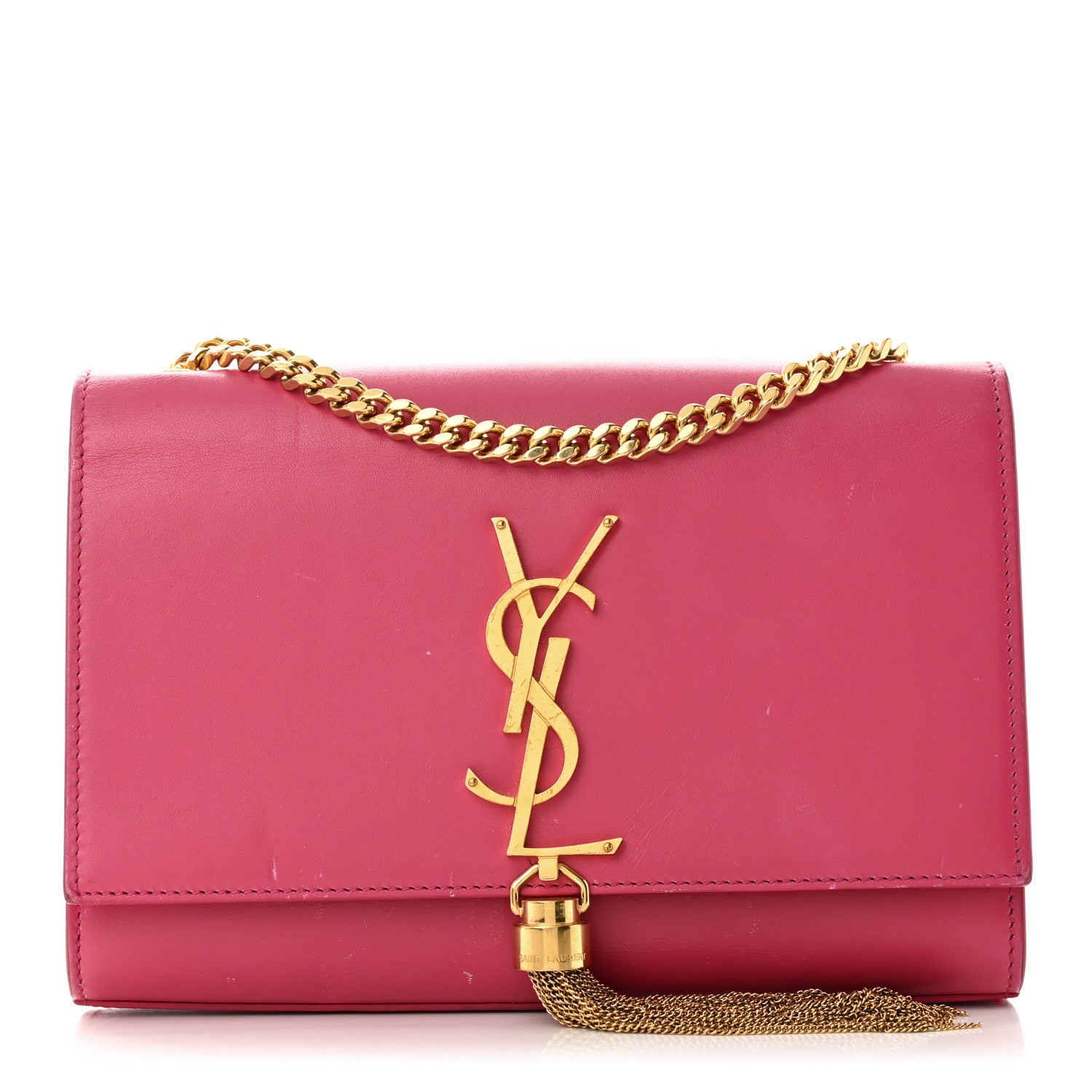 Saint Laurent Calfskin Small Classic Monogram Kate Tassel Satchel Lipstick Fuchsia 1 of 11