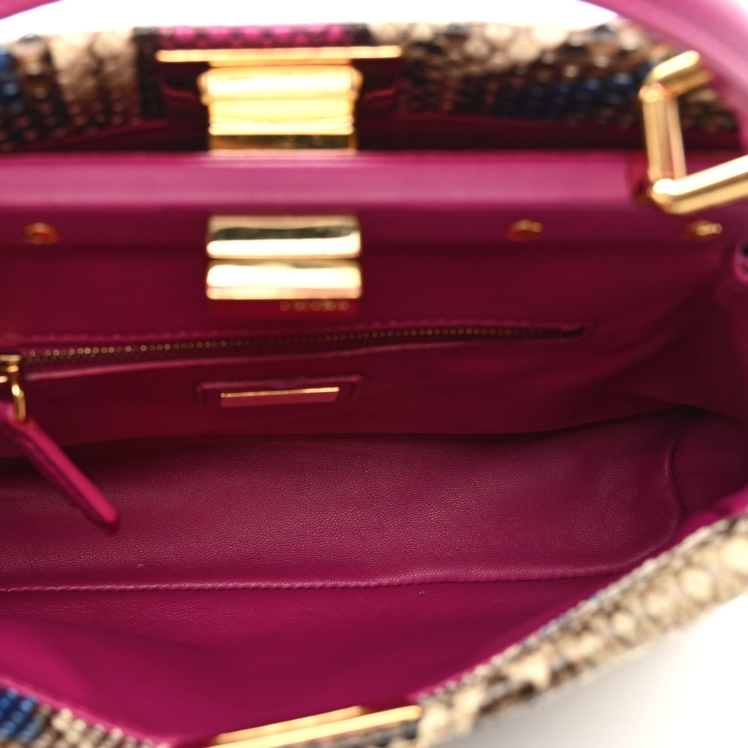 Fendi Snakeskin Mini Peekaboo Iconic Satchel Daisy Roccia Magenta 5 of 10