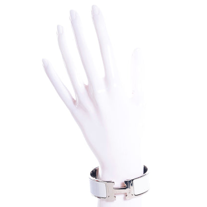 Hermes Enamel Wide Clic Clac H Bracelet GM White 2 of 5