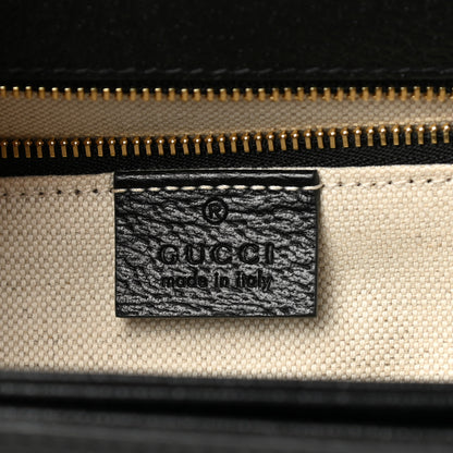 Gucci Jacquard Black Denim GG Monogram Textured Dollar Calfskin Horsebit 1955 Shoulder Bag Black Ivory 7 of 13