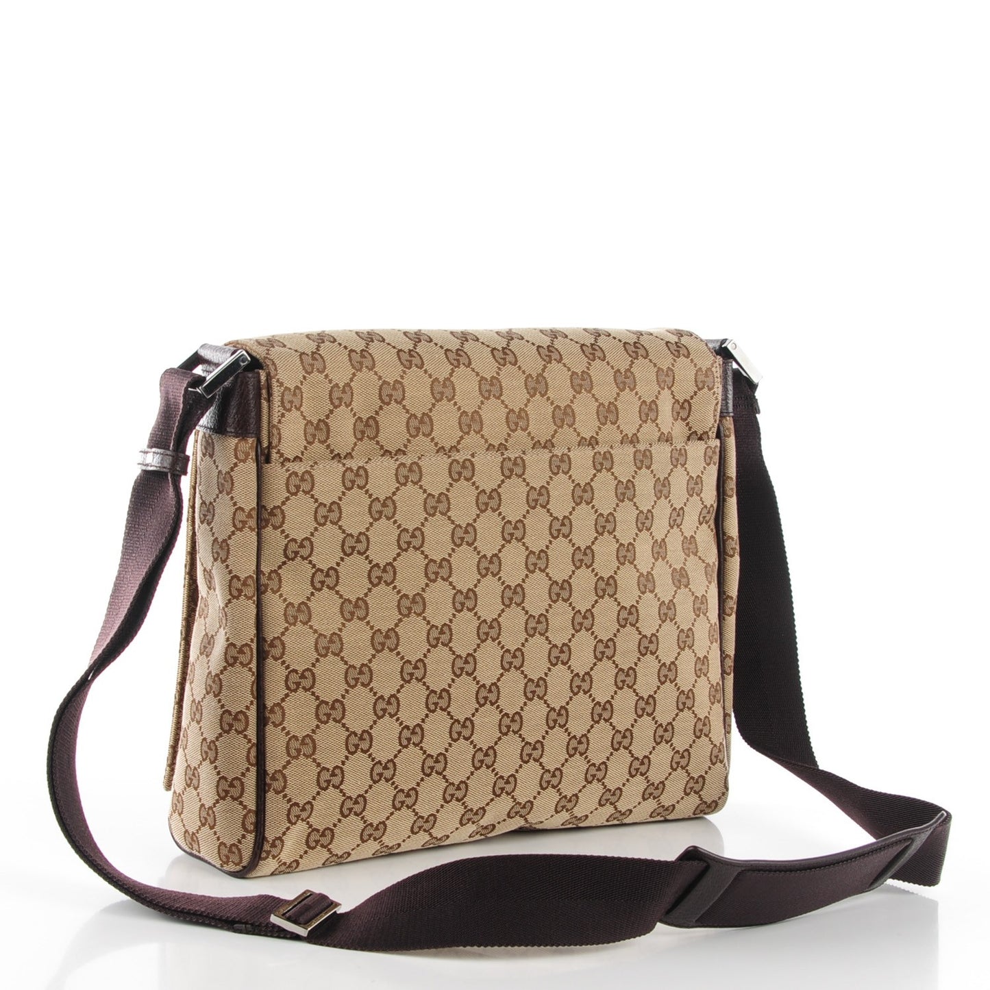 Monogram Small Flap Messenger Bag Beige Dark Brown