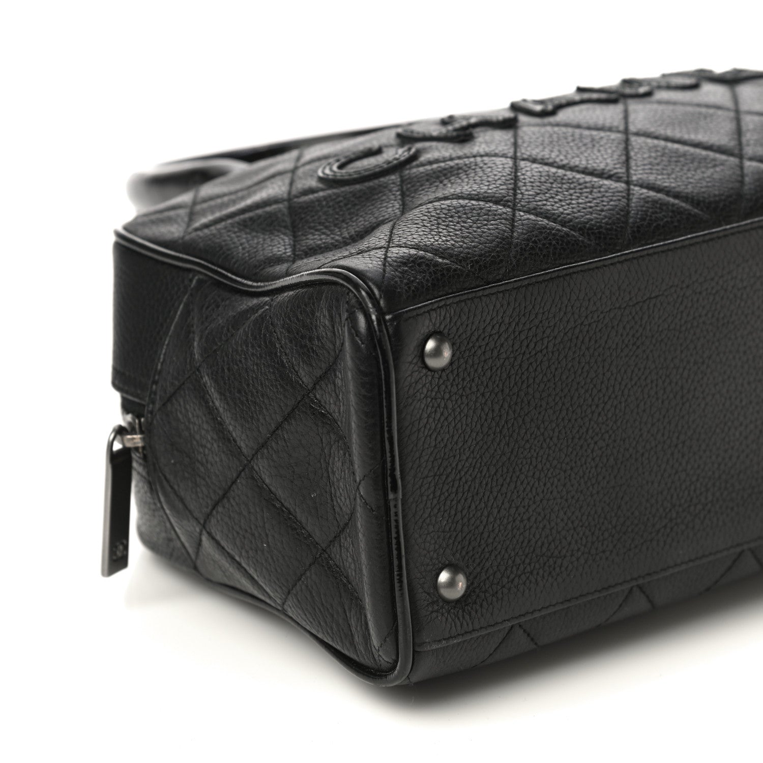 Chanel Caviar Patent Quilted Bowler Black 9 of 23