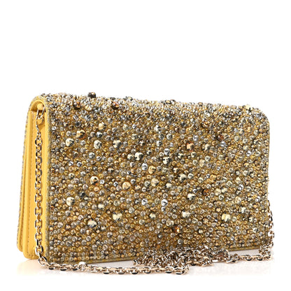 Christian Dior Calfskin Satin Bead Embroidery Lady Dior Clutch Gold Yellow 4 of 11