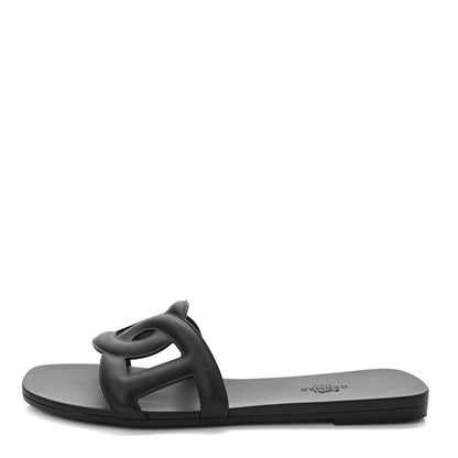 Hermes Rubber Aloha Sandals 39 Black 1 of 7