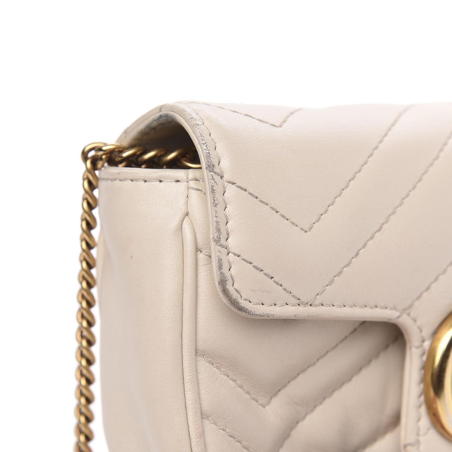 Gucci Calfskin Matelasse Super Mini GG Marmont Shoulder Bag White 15 of 17