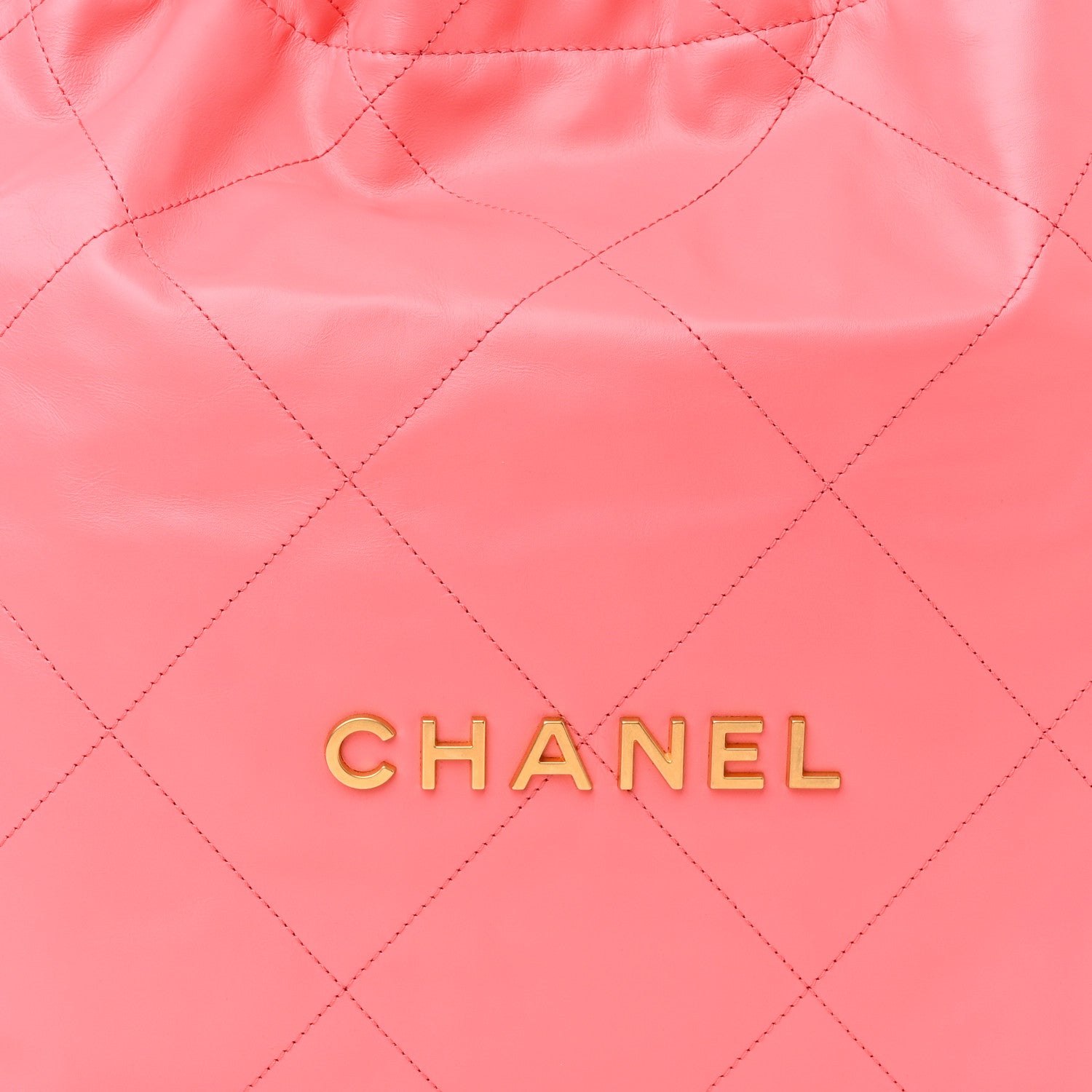 Chanel Shiny Calfskin Quilted Chanel 22 Drawstring Bag Coral Pink 9 of 11