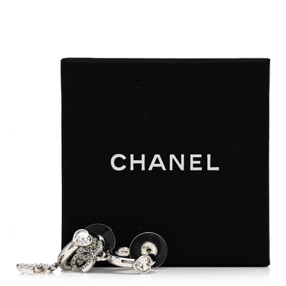 Chanel Crystal Heart CC Drop Earrings Silver 5 of 5