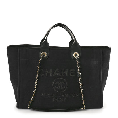 Chanel Mixed Fibers Large Deauville Tote Black 1 of 11