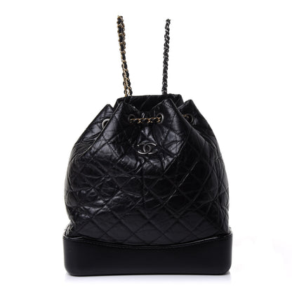 Chanel Aged Calfskin Quilted Gabrielle Backpack Black 1 of 4