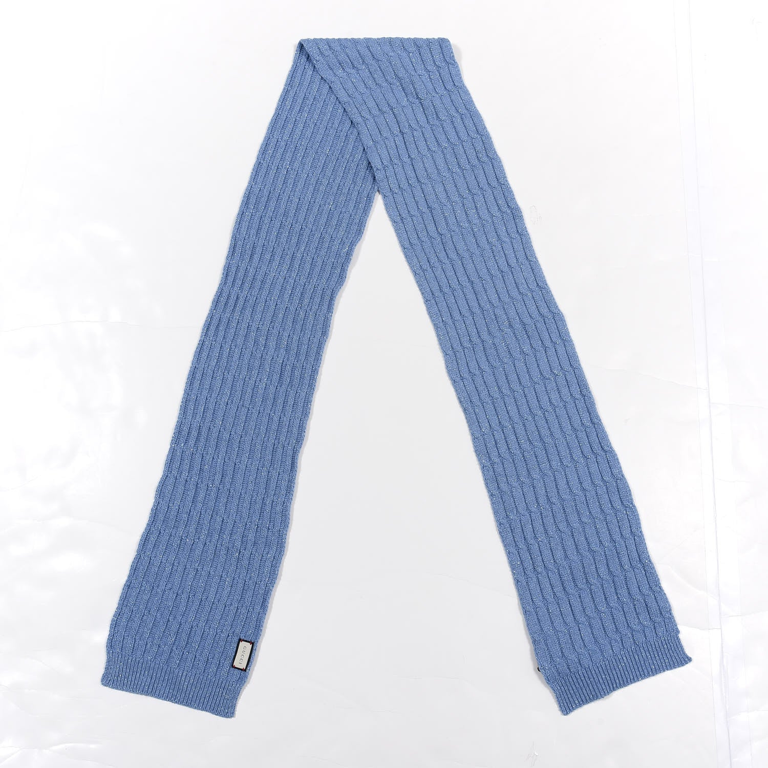 Gucci Wool Knit Shine Reg Scarf Bluette Sky Blue 2 of 5