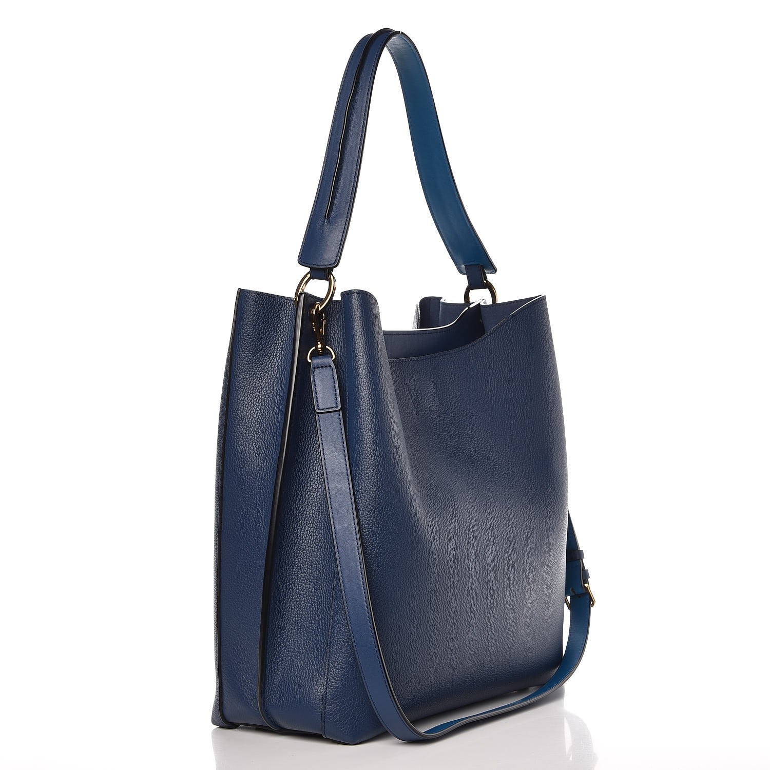 MCM Grained Calfskin Large Milla Hobo Navy Blue 4 of 18