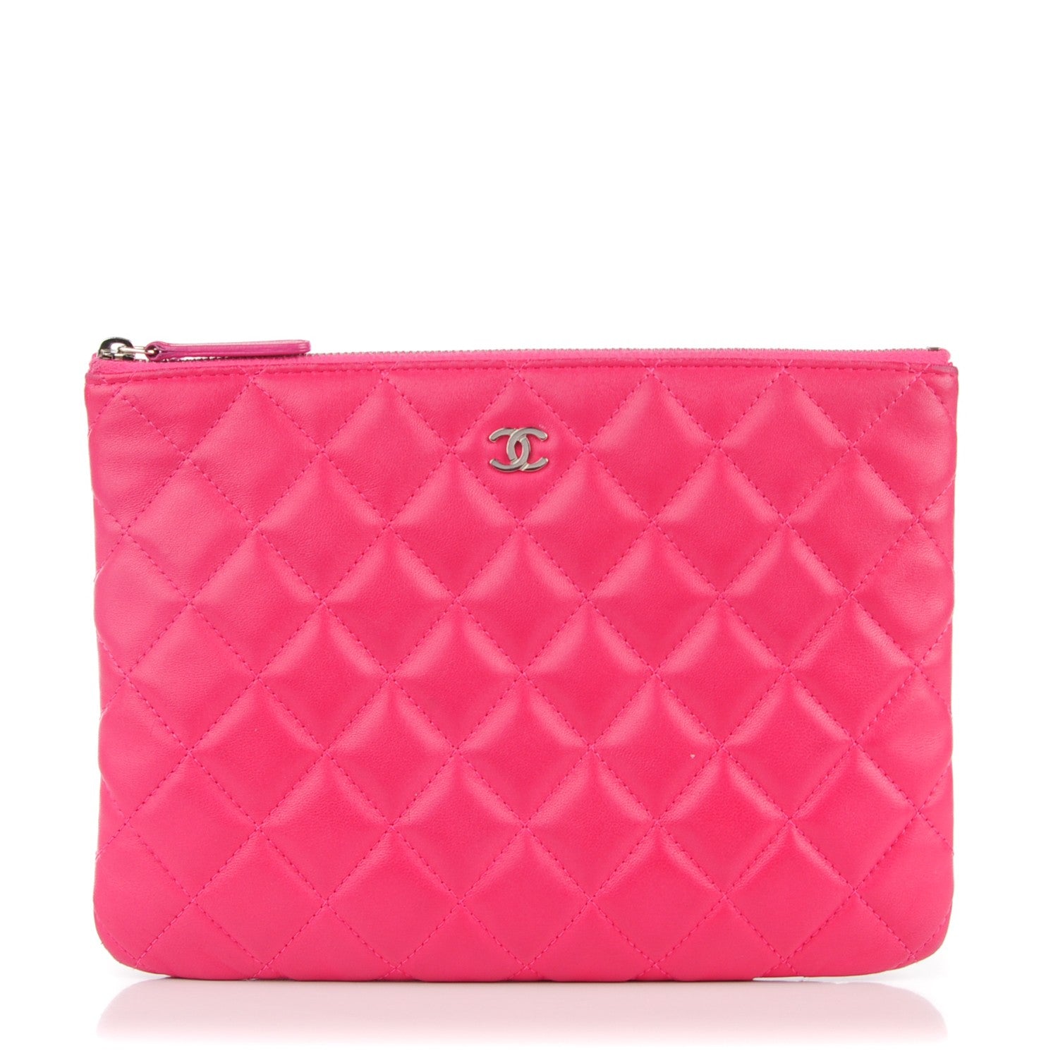Chanel Lambskin Quilted Medium Cosmetic Case Dark Pink 1 of 8