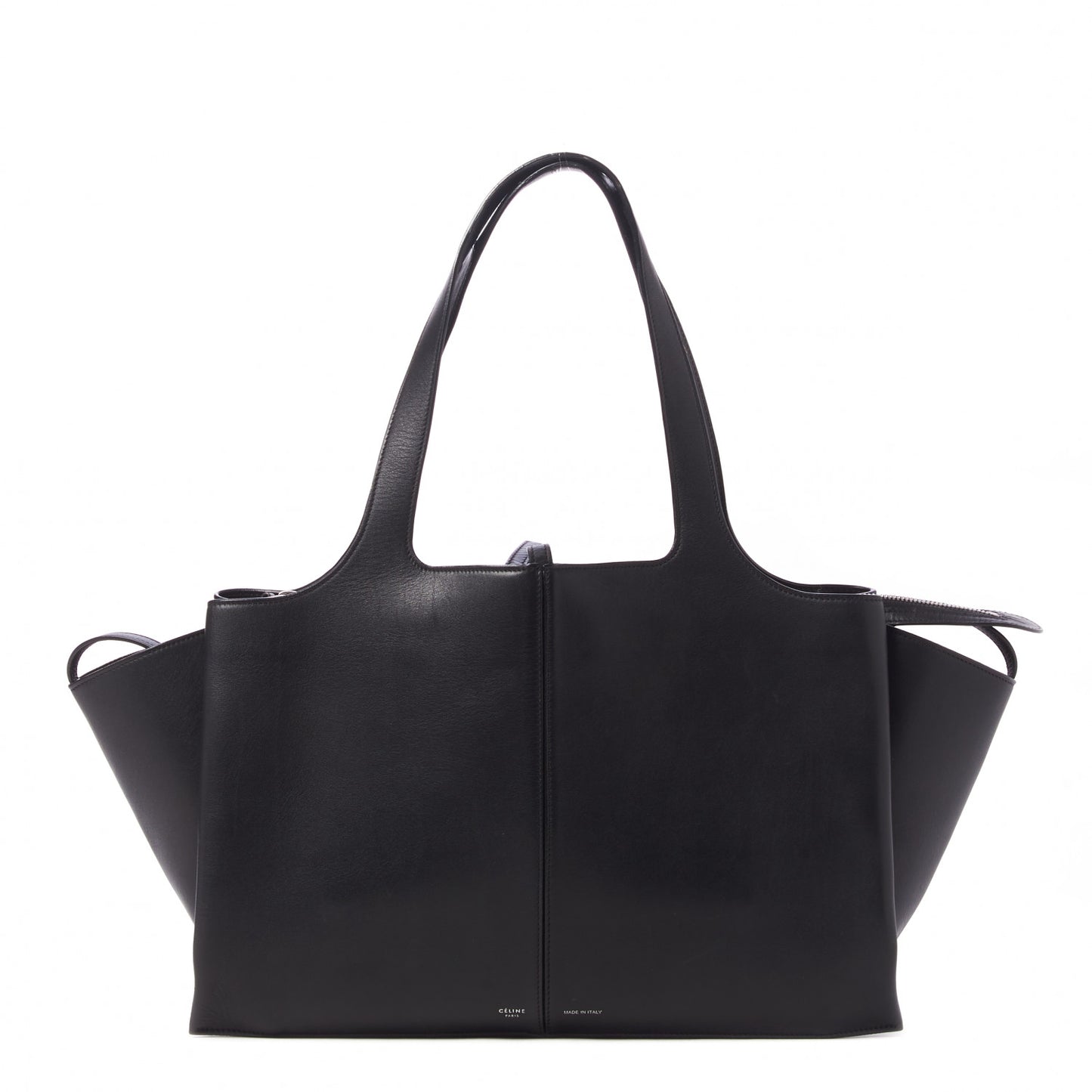 Baby Grained Calfskin Medium Tri-Fold Bag Black