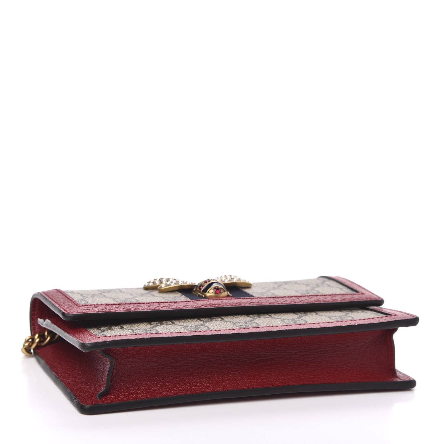 Gucci GG Supreme Monogram Web Queen Margaret Chain Wallet Red 3 of 9