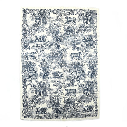 Christian Dior Wool Cashmere Silk Toile De Jouy Stole Blue 1 of 4
