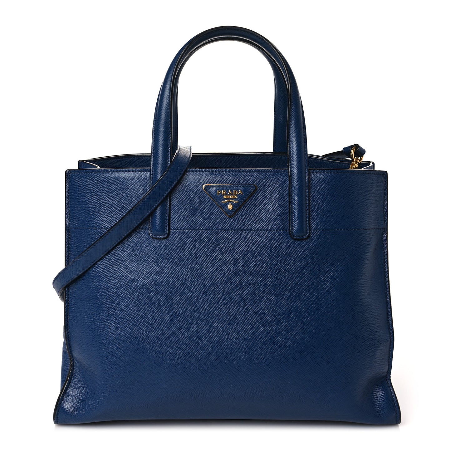 Saffiano Soft Triple Pocket Tote Bluette