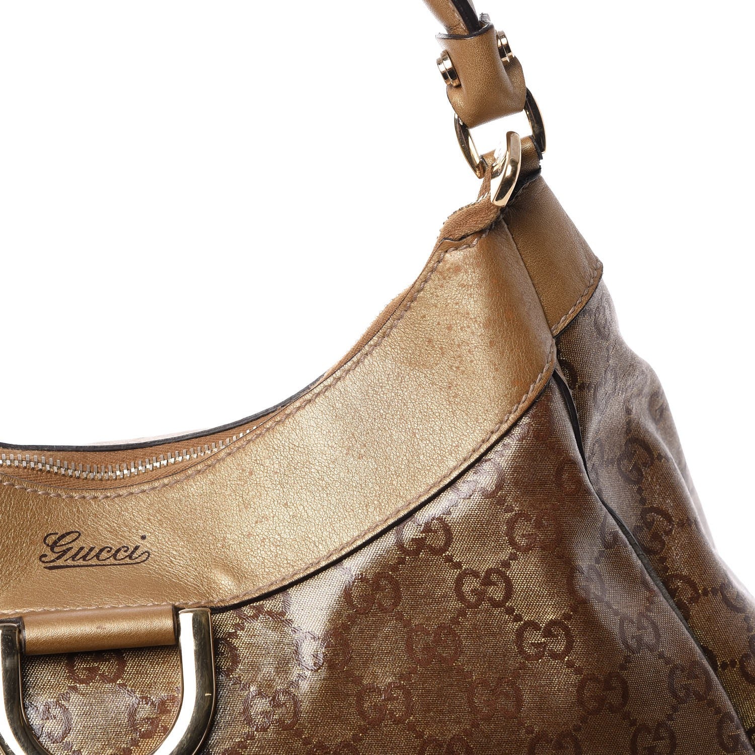 Gucci Crystal Monogram Large D Gold Hobo Gold 11 of 18