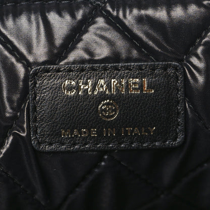 Chanel Metallic Goatskin Lambskin Grosgrain Pearl CC Medium Cosmetic Case Black Gold 6 of 10