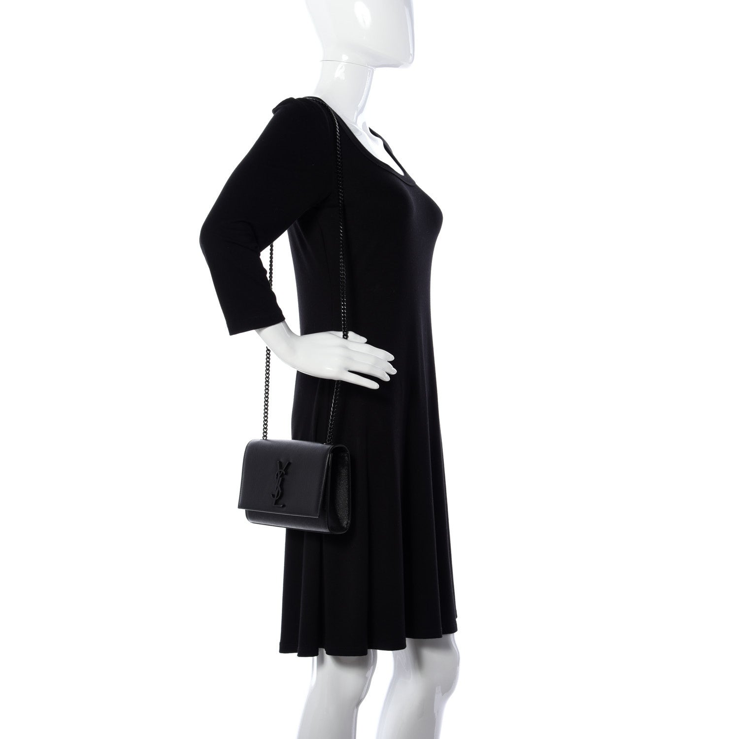 Saint Laurent Grain De Poudre Small Monogram Kate Satchel Black 2 of 11