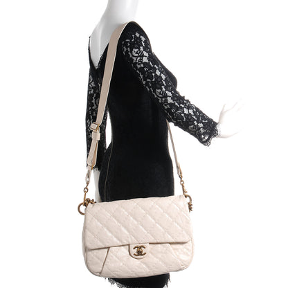 Chanel Crumpled Grained Calfskin Coco Pleats Messenger Flap Ivory 4 of 7