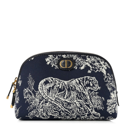 Christian Dior Embroidered Toile De Jouy 30 Montaigne Cosmetic Pouch Blue 1 of 6
